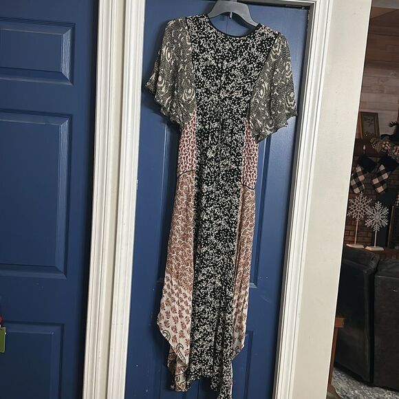 Zara Women’s Boho Chiffon Patchwork Maxi Dress Size XS - Picture 7 of 9